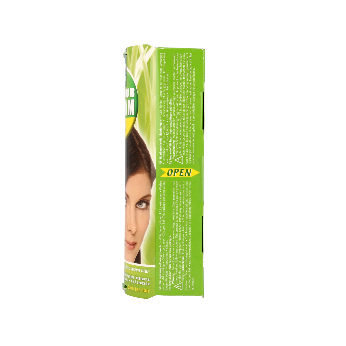 Henna Plus Colour Cream 4 Brown hair dye tube, 60ml, with creamy texture for natural brown hair coloring.