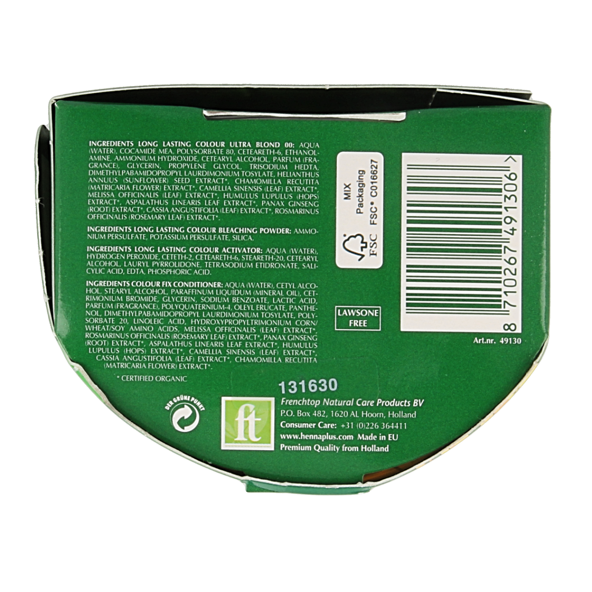 Henna Plus long-lasting blonde coupe soleil hair coloring cream in 140ml tube, showing the product packaging with branding.