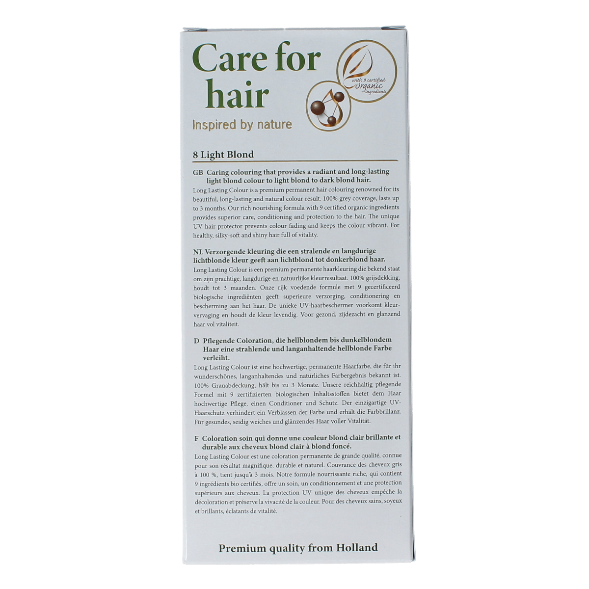 Henna Plus Long Lasting Colour 8 Light Blond hair dye in 100ml bottle, showing the product and packaging.