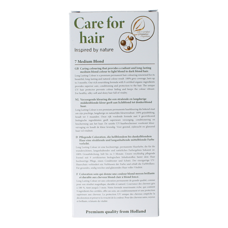 Henna Plus Long Lasting Colour 7 Medium Blond hair dye, 100ml bottle showing the product packaging.