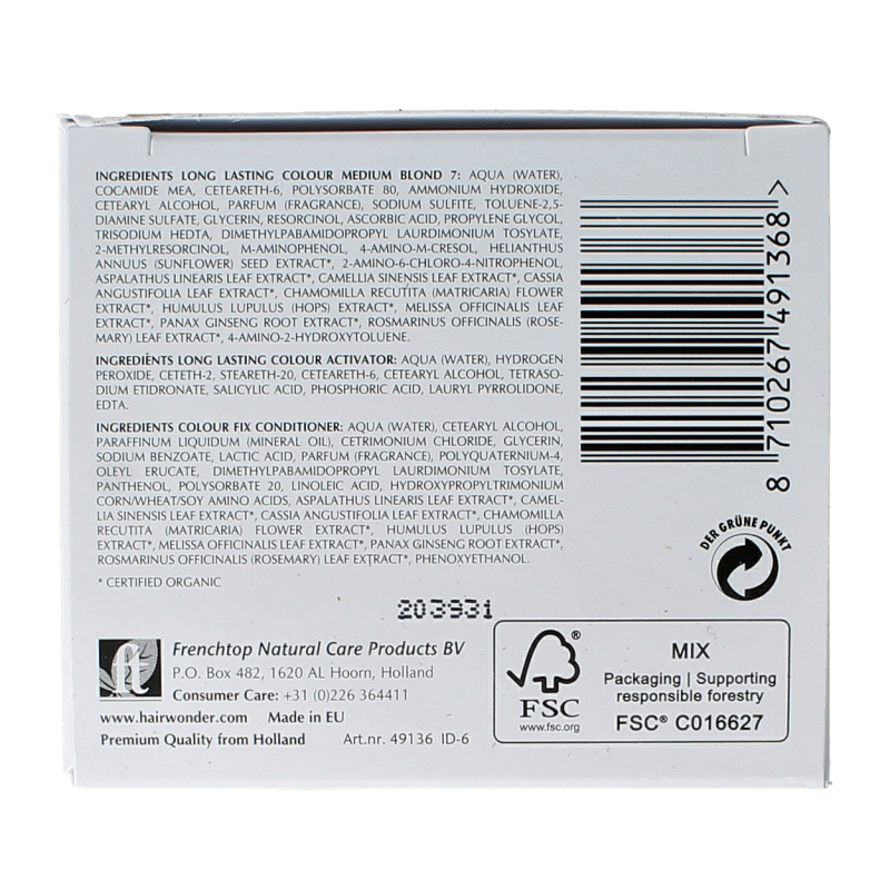 Henna Plus Long Lasting Colour 7 Medium Blond hair dye in 100ml tube, showing the packaging and color sample.