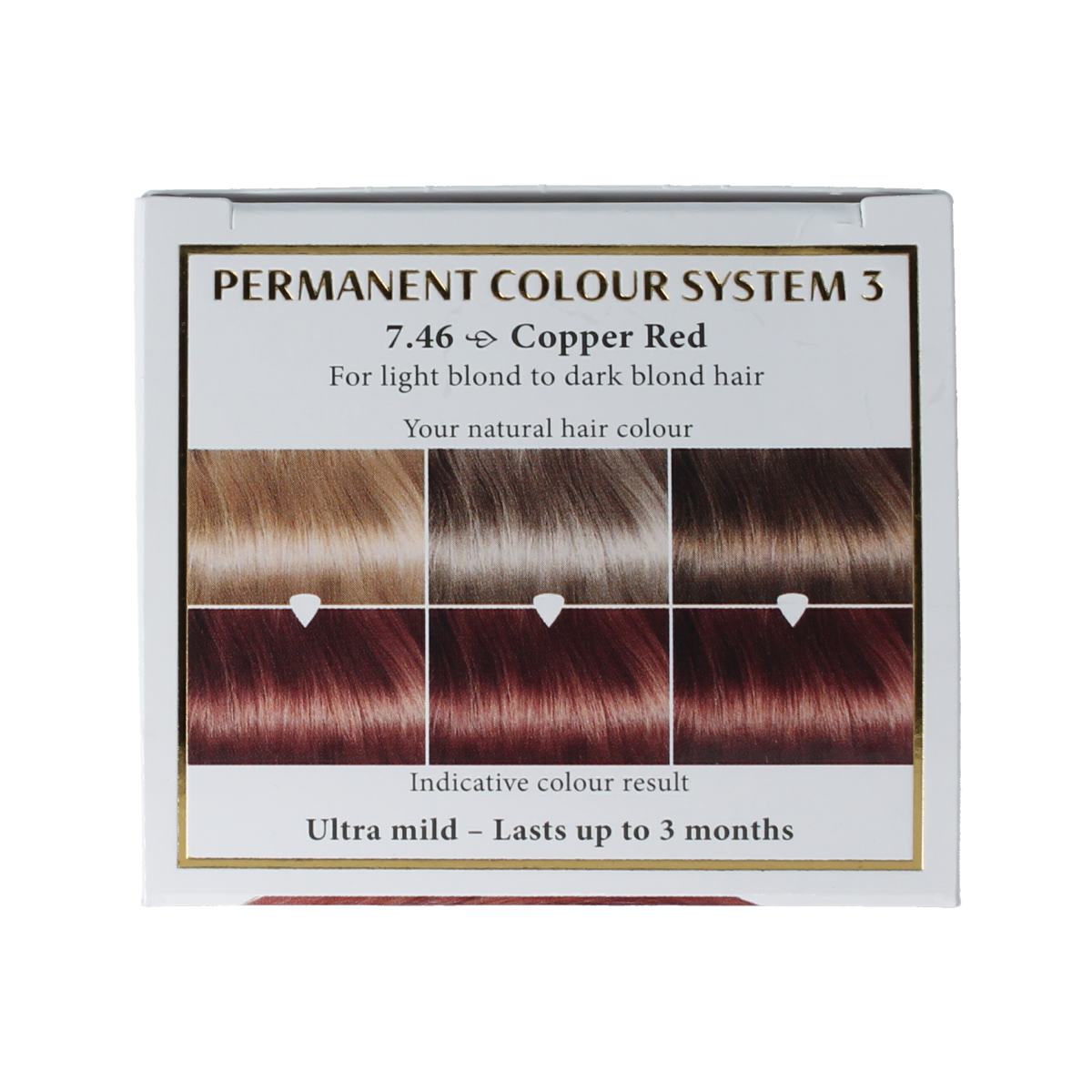 Henna Plus Long Lasting Colour 7.46 Copper Red hair dye, 100ml bottle for vibrant hair coloring.