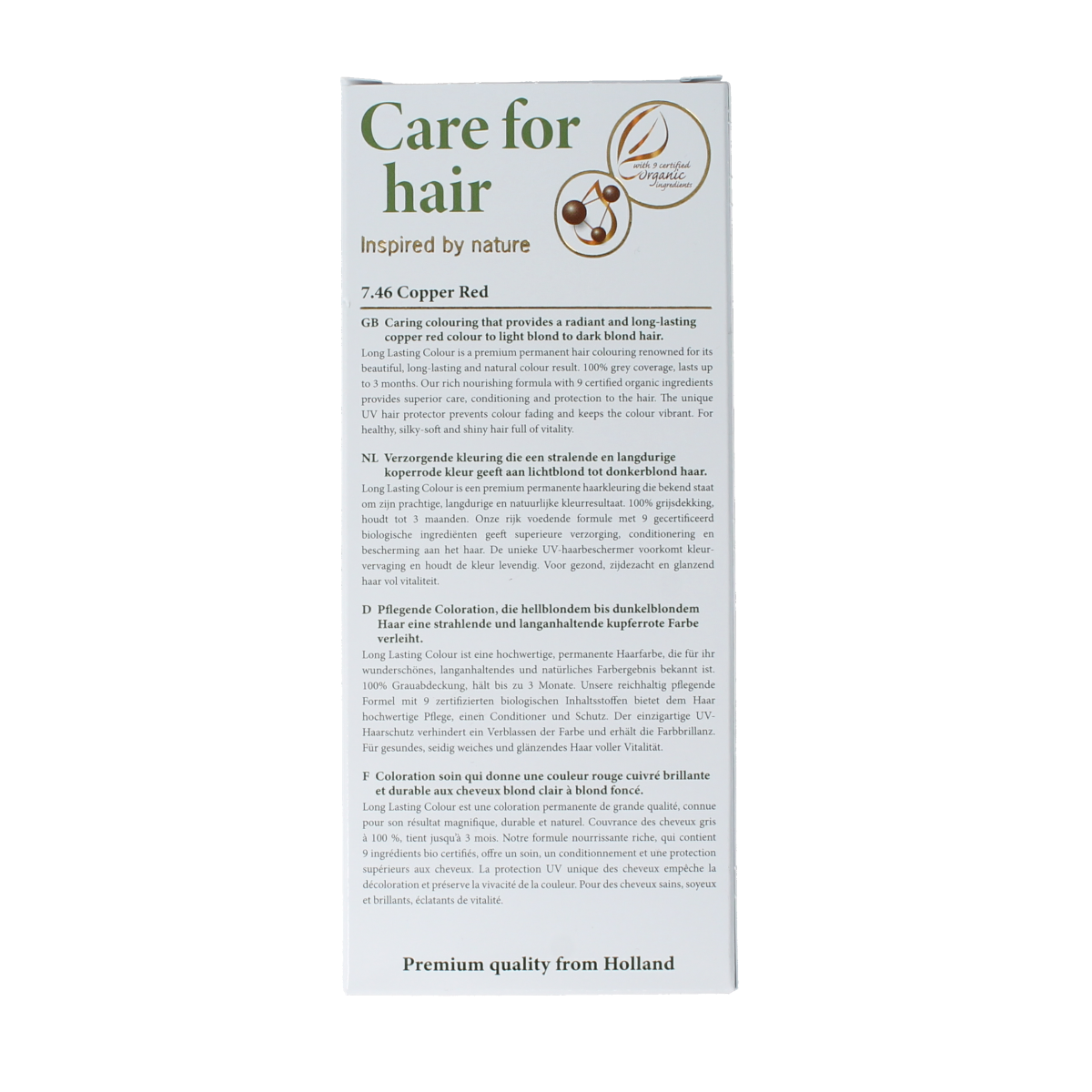 Henna Plus Long-lasting Copper Red Hair Color 7.46 in 100ml bottle showing vibrant reddish hue and packaging.