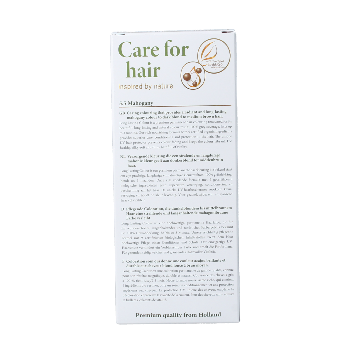 Henna Plus Long Lasting Colour 5.5 Mahogany hair dye in 100ml bottle, showing the product packaging and color shade.