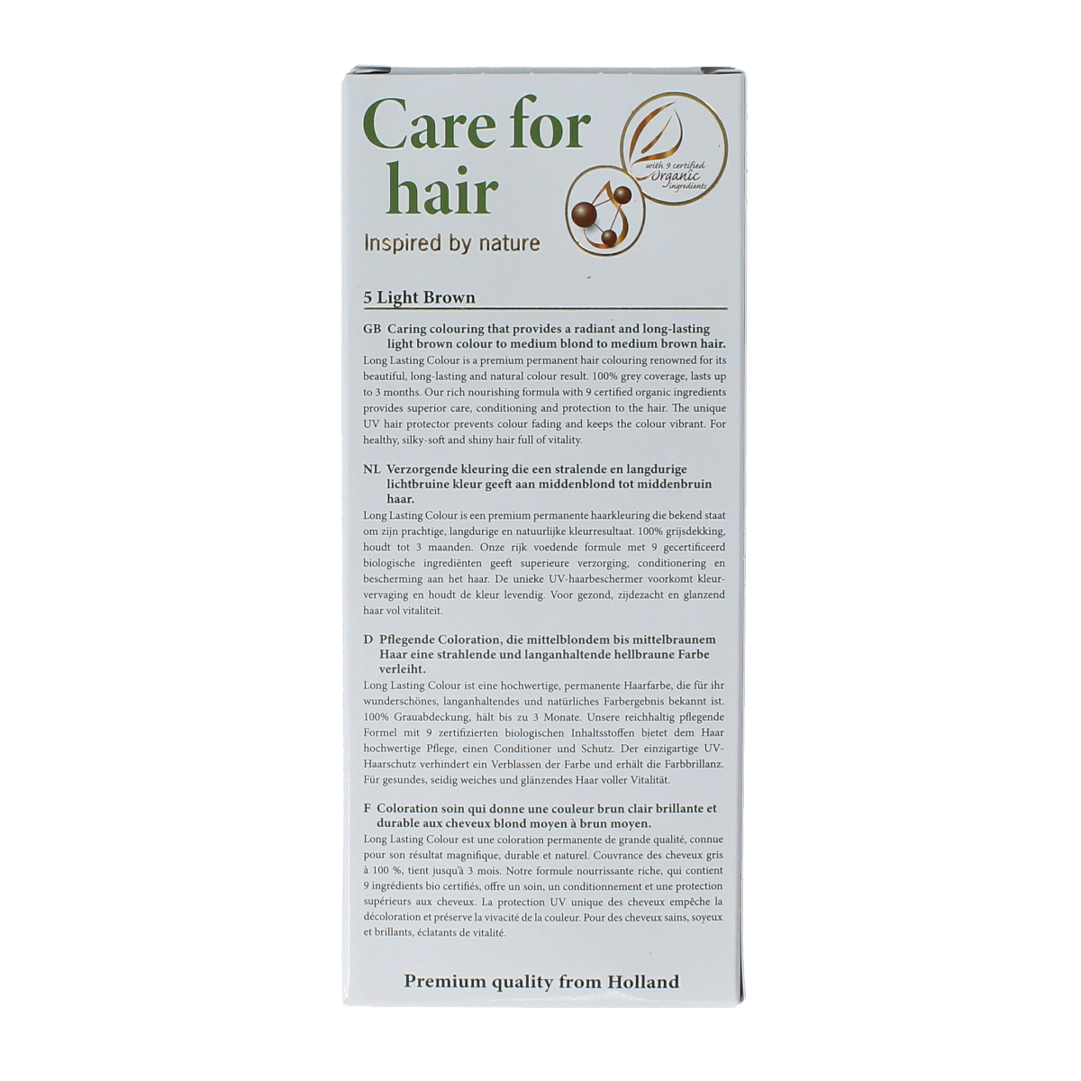 Henna Plus Long Lasting Colour 5 Light Brown hair dye in 100ml bottle, showing the product packaging and color shade.