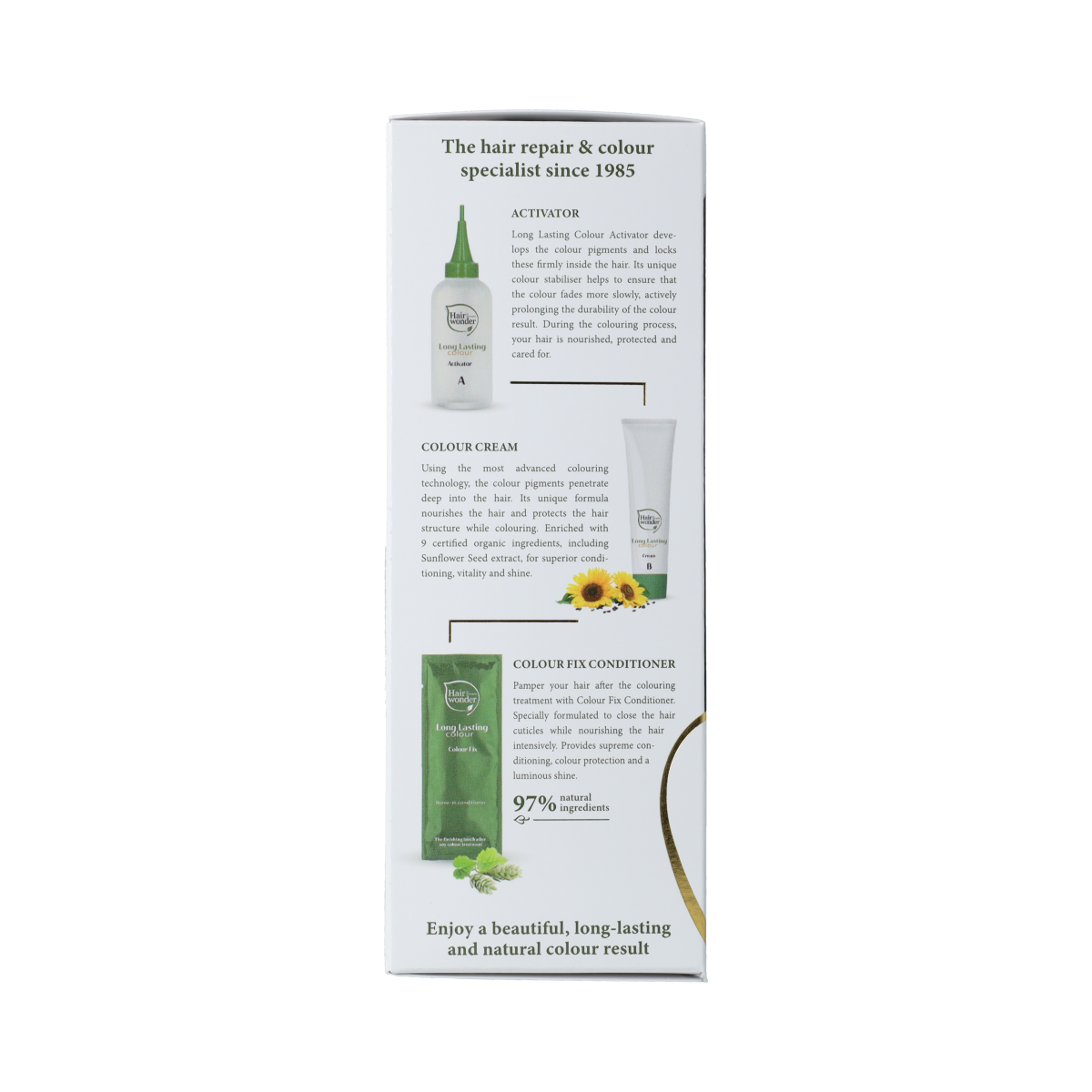 Hairwonder Long Lasting Colour 4.56 Auburn hair dye in 100ml bottle, showing the rich auburn shade and packaging.