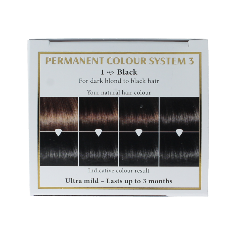 Hairwonder long-lasting black hair color in a 100ml tube, showing the product packaging with black hair dye.