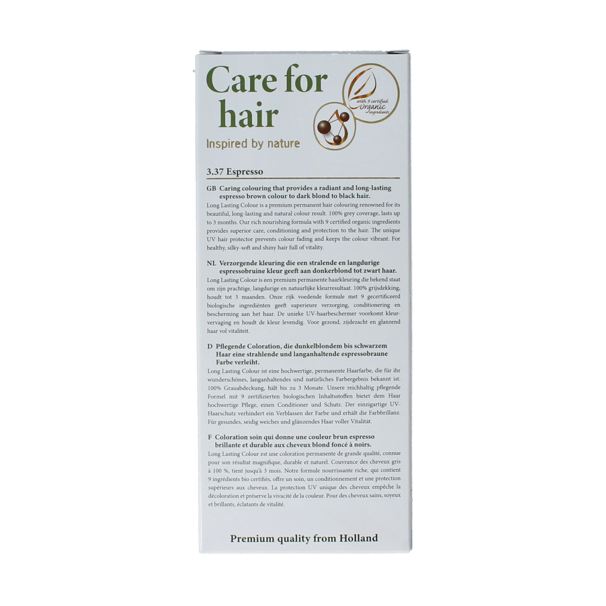 Henna Plus Long Lasting Colour 3.37 Espresso hair dye in 100ml bottle, showcasing rich brown hair color.