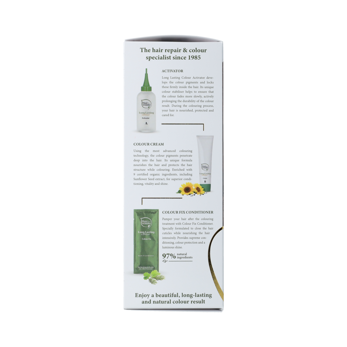 Hairwonder Long Lasting Colour 5.4 Indian Summer hair dye in 100ml bottle with rich, warm brown tones.