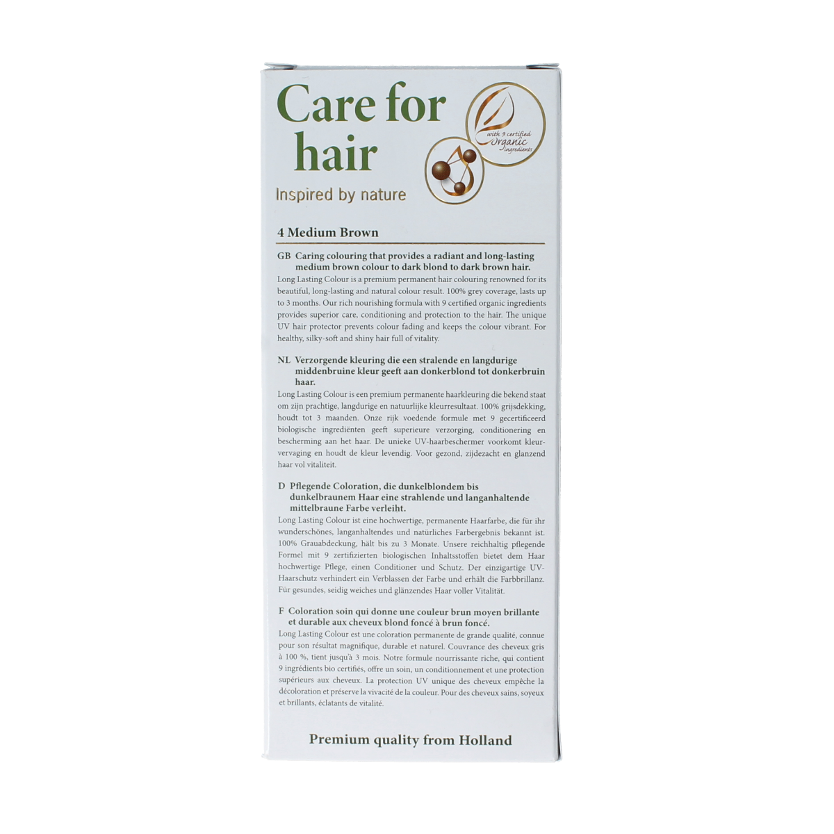 Henna Plus Long-lasting Colour 4 Medium Brown hair dye in a 100ml bottle, showing the product packaging.