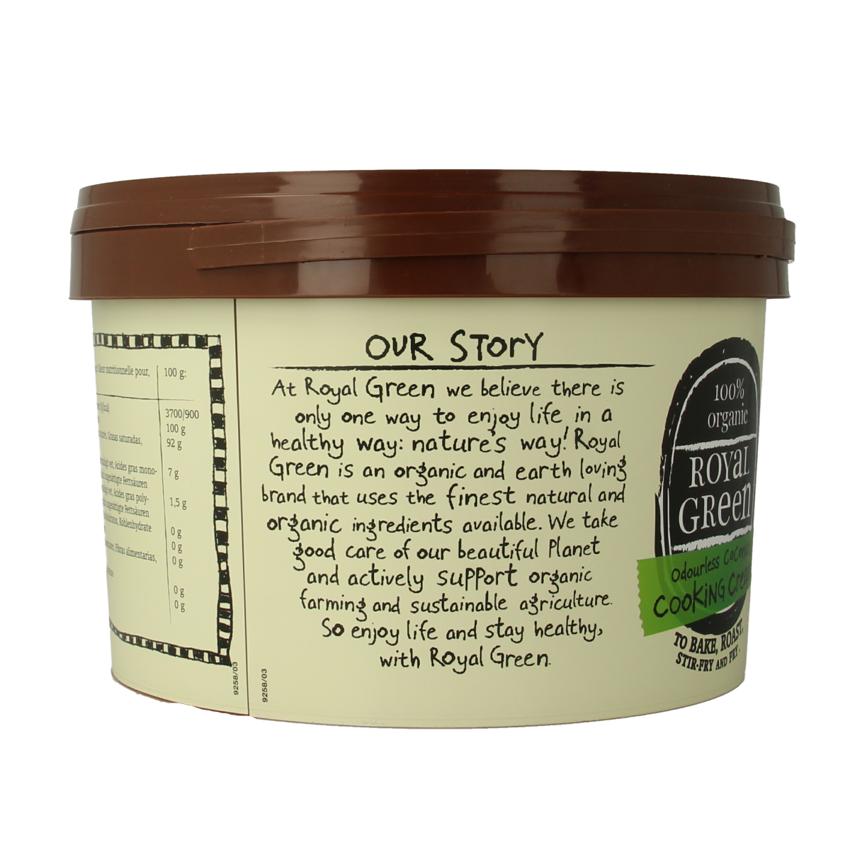 Royal Green Kokos cooking cream odourless bio in 2500ml bottle, natural coconut oil and fat for cooking and baking.