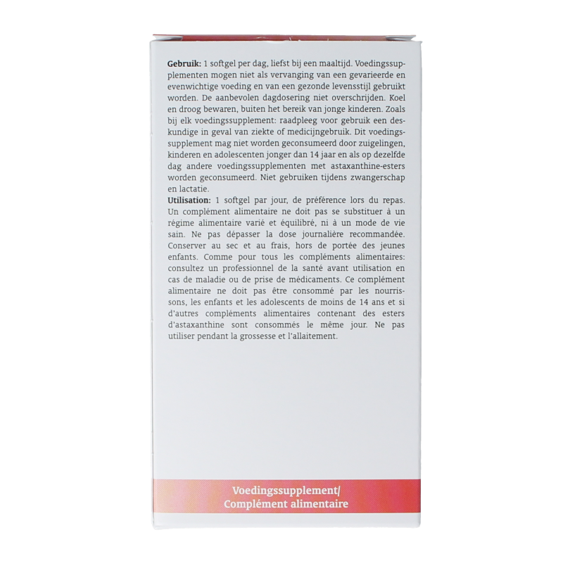 Royal Green Astaxanthine 120 softgels, herbal supplement in a clear bottle with label displaying product details.