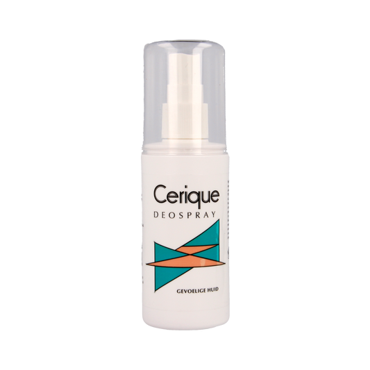 Cerique deodorant spray bottle, 100ml, with a sleek container and spray nozzle, designed for refreshing fragrance.