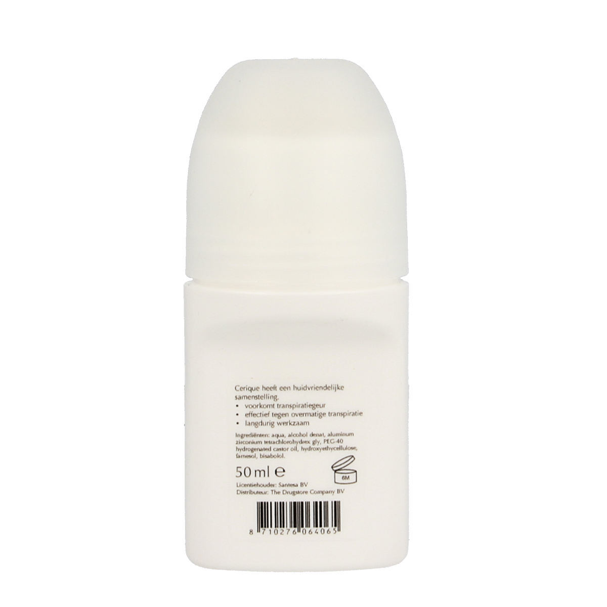 Cerique unfragranced deodorant roller in 50ml bottle showing the clear plastic container and applicator.