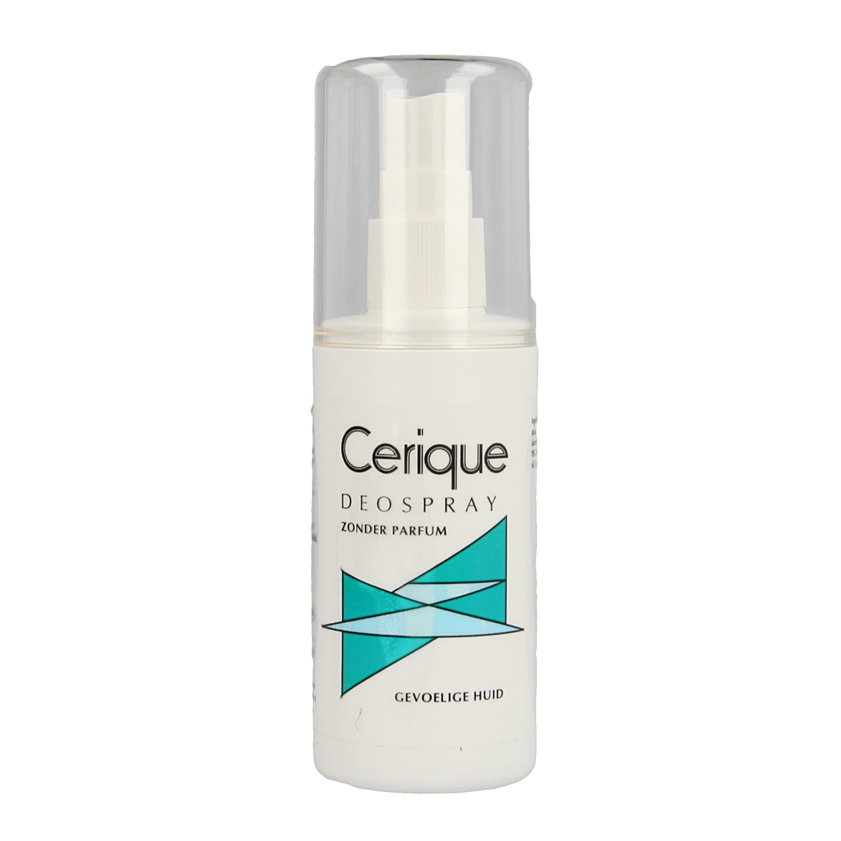 Cerique deodorant spray bottle, unfragranced, 100ml, with a sleek container and spray nozzle for fresh scent control