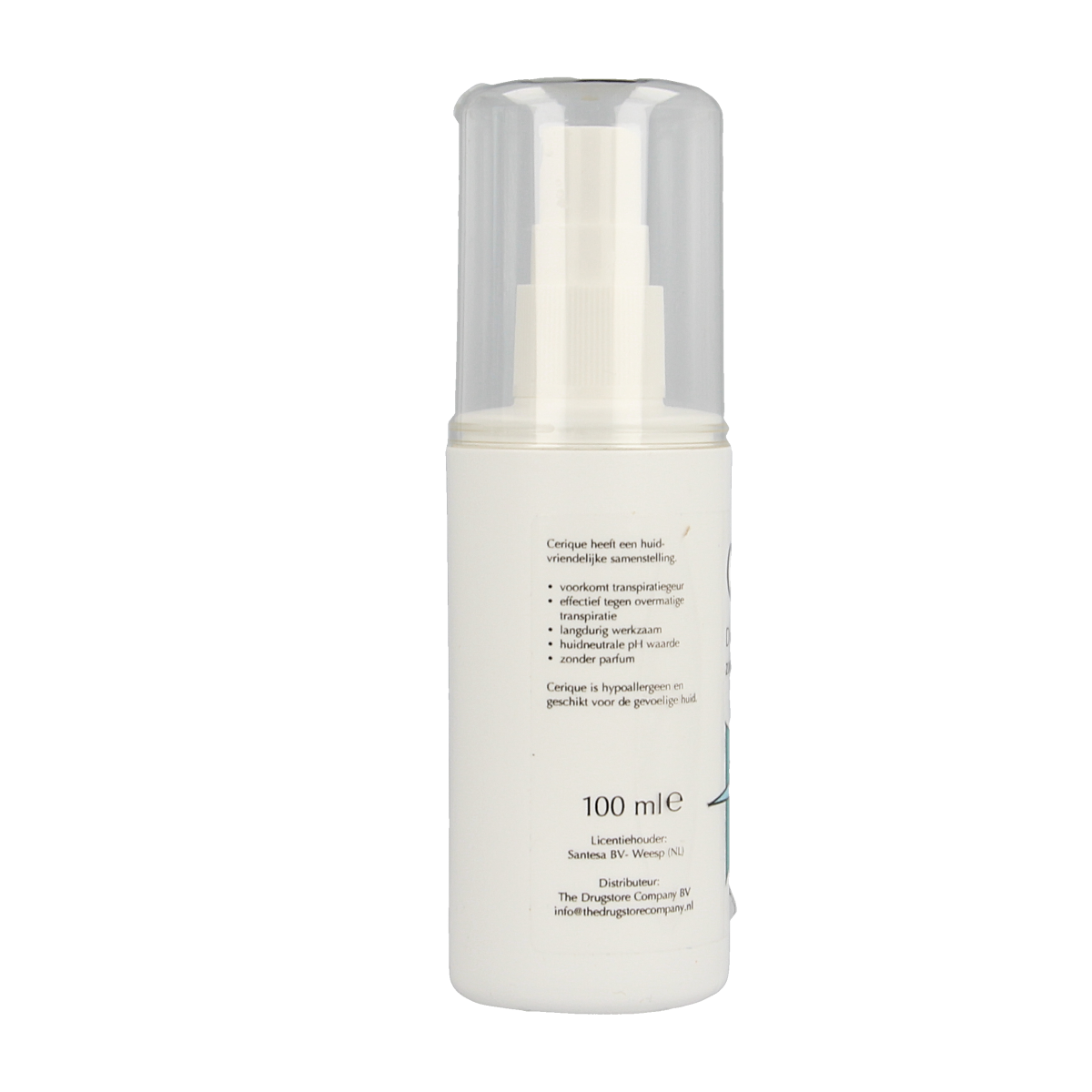 Unopened Cerique deodorant spray bottle with 100ml capacity, featuring a simple design and clear label.