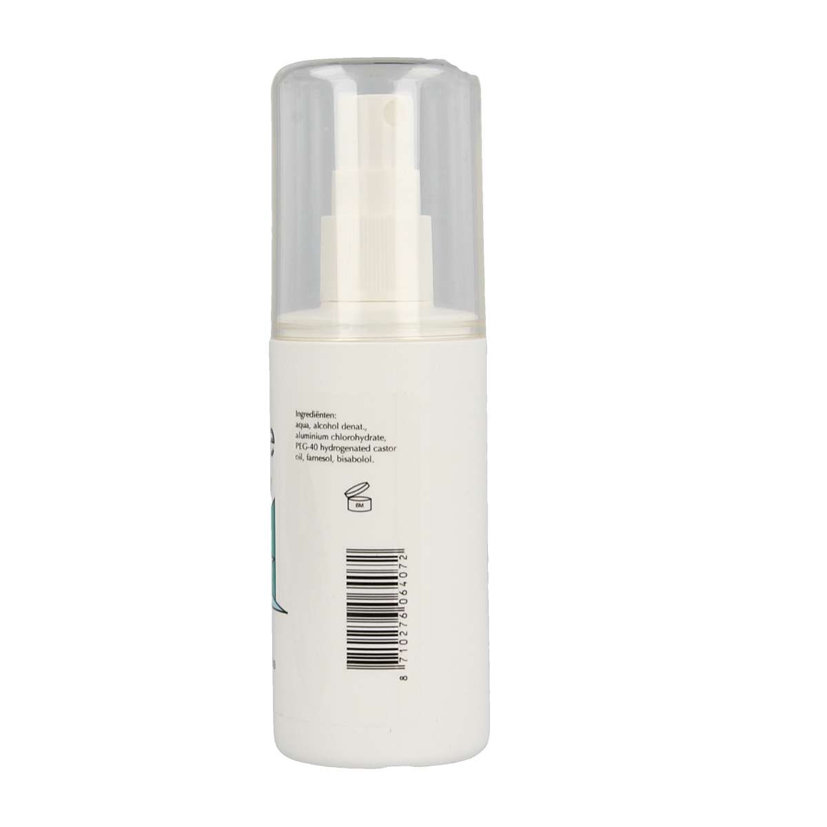 Cerique deodorant spray in a 100ml unfragranced bottle, shown with the spray nozzle and clear label on the packaging.