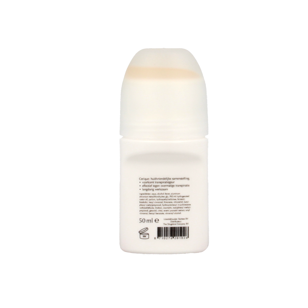 Cerique deodorant roller in a 50ml bottle with floral-scented fragrance, featuring a smooth applicator and sleek design.