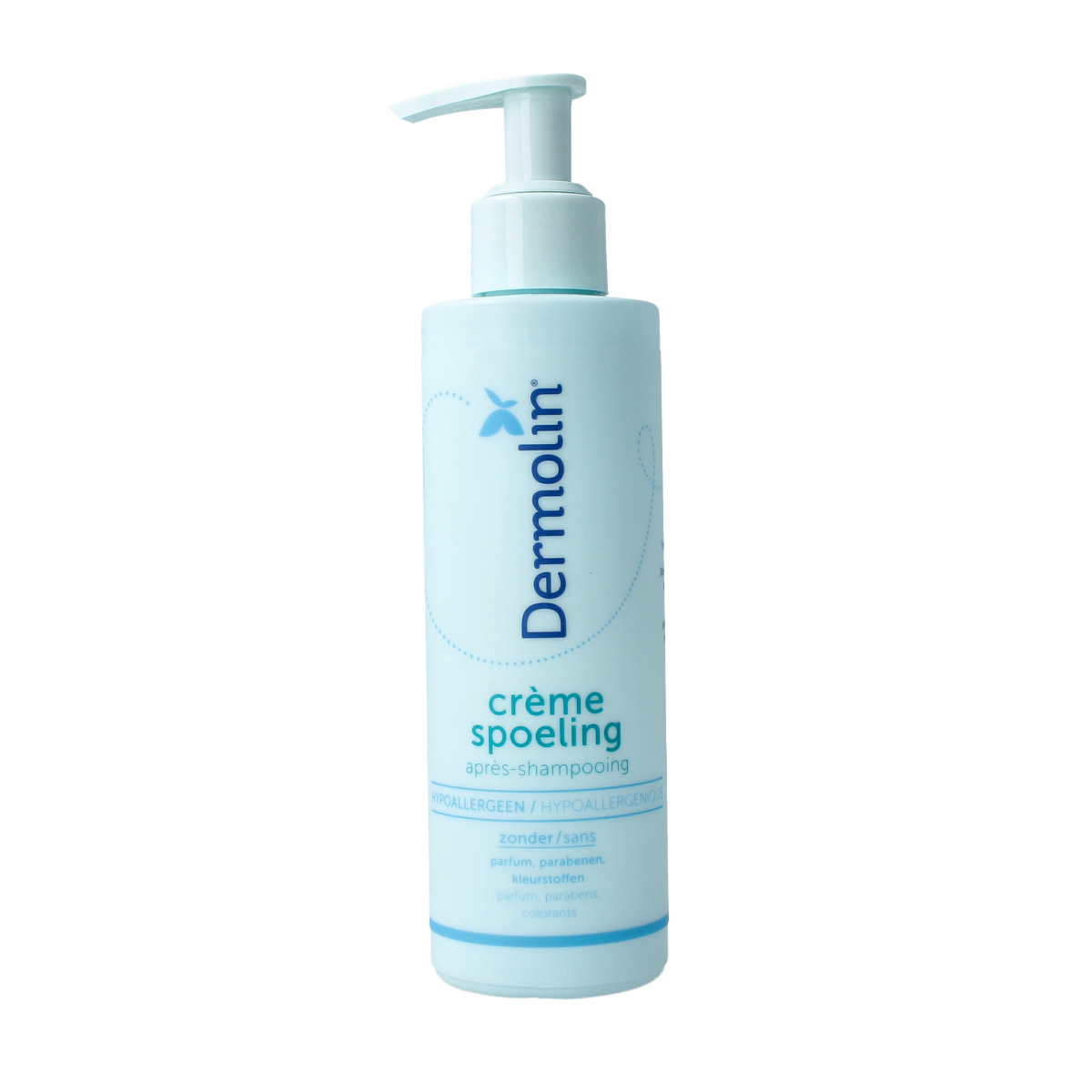 Dermolin Cremespoeling hair care product in a 200ml bottle, designed for gentle scalp and hair cleansing.