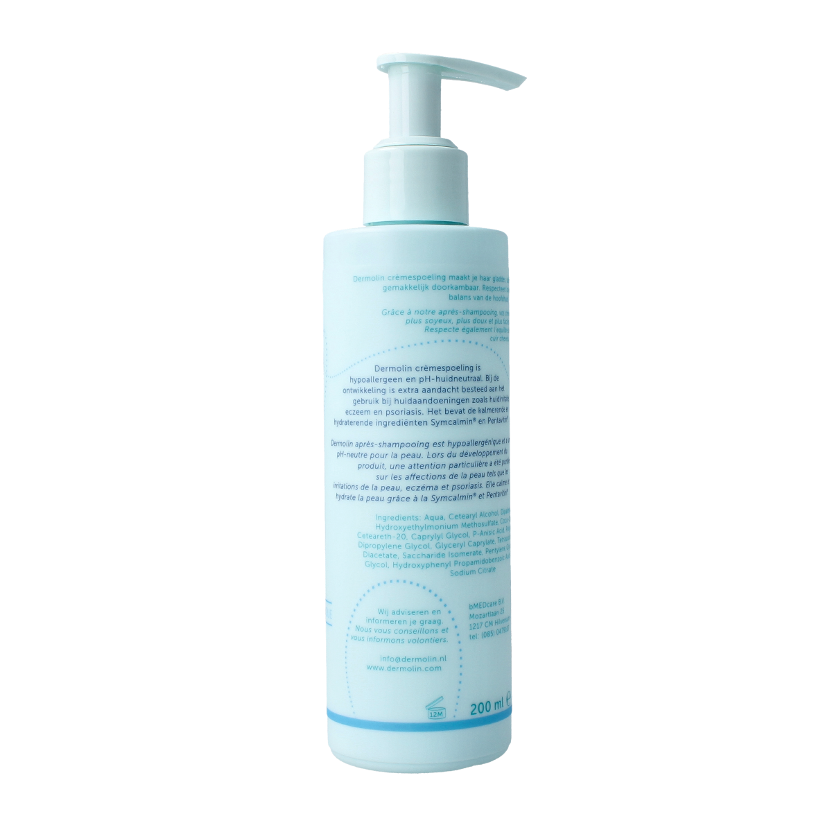 Dermolin Cremespoeling hair care product in 200ml container, gentle exfoliating treatment for healthy hair and scalp.