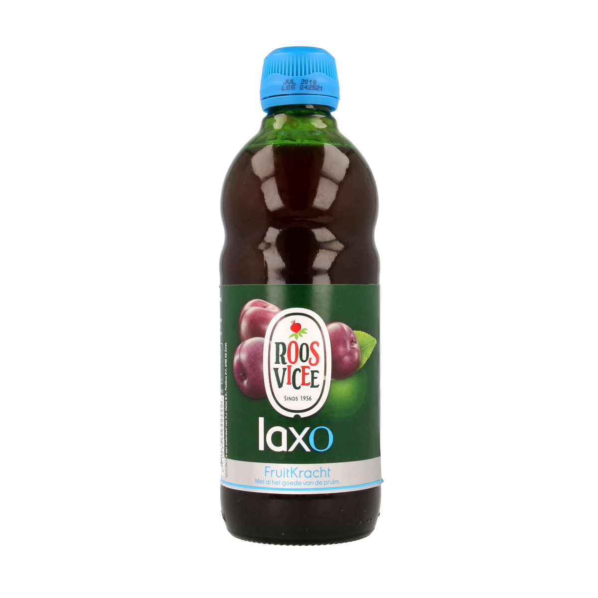 Roosvicee Fruitkracht pruimen syrup in 500ml bottle, natural fruit drink and juice concentrate for flavorful beverages.