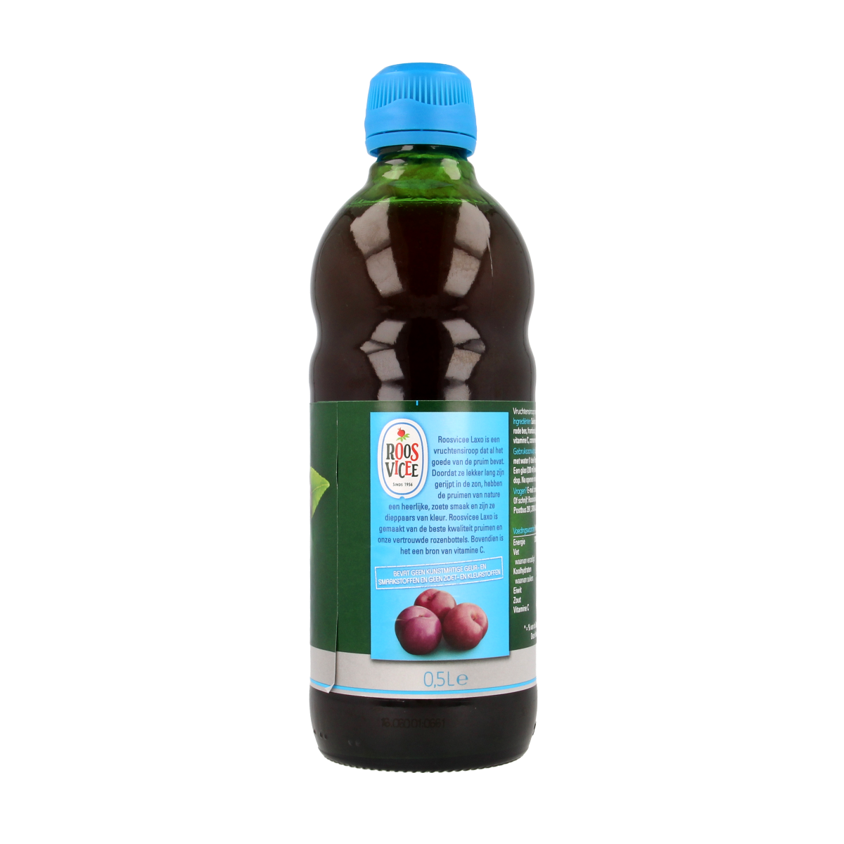 Roosvicee Fruitkracht pruimensap in 500ml bottle, natural fruit drink with rich plum flavor, part of Dranken en Sappen collection.