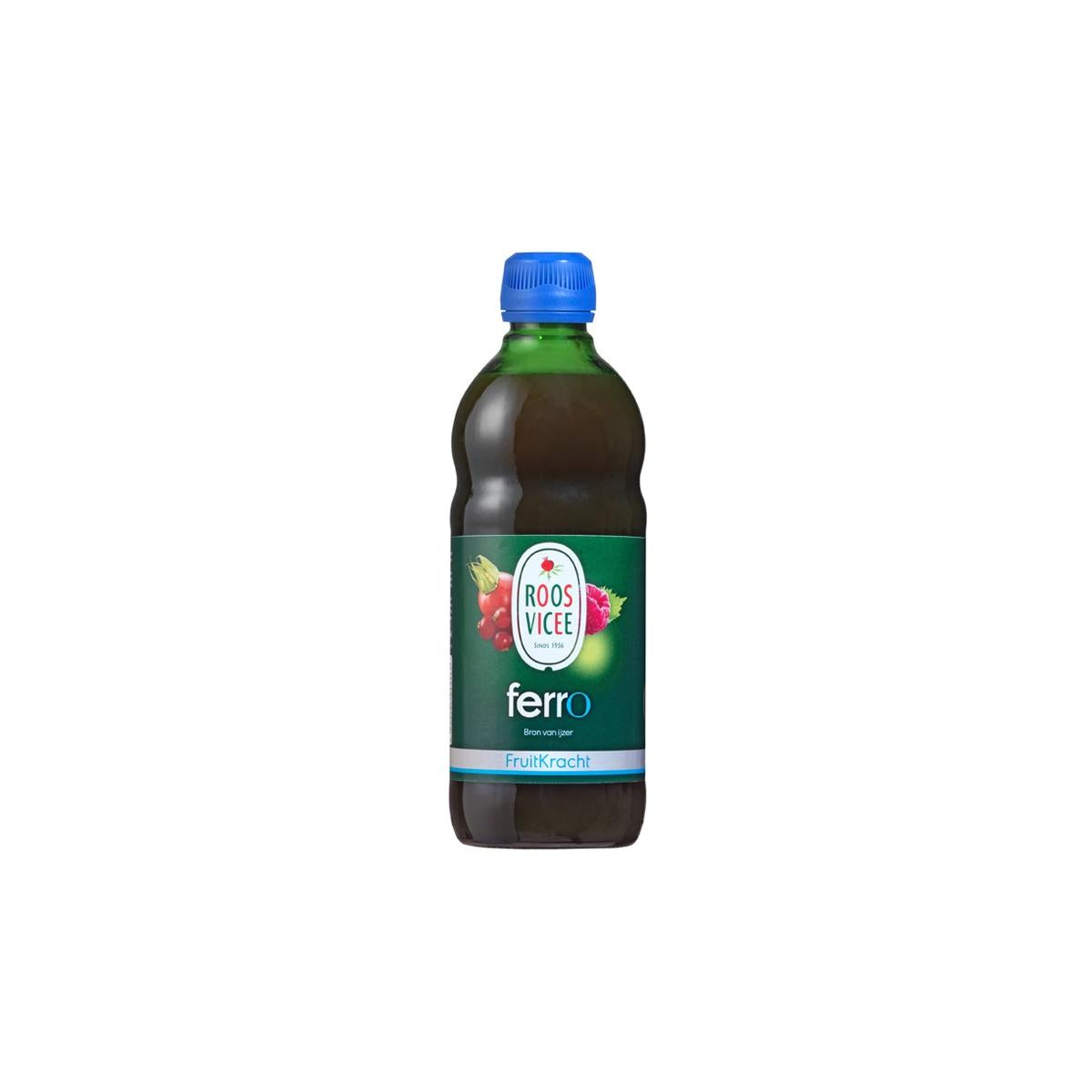 Roosvicee Fruitkracht Ferro multivitamin drink in 500ml bottle, natural fruit-based supplement for health and vitality.