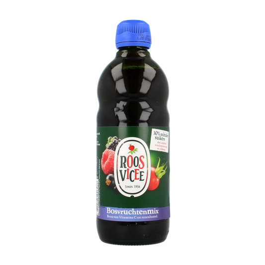 Roosvicee Origineel bosvruchten fruit drink in a 500ml bottle, featuring a colorful label with mixed berries and fruits.