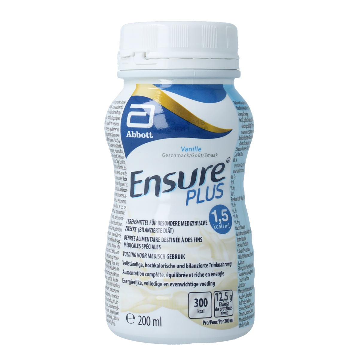 Ensure Plus Tetra Vanille medical diet supplement carton, 200ml, vanilla flavor, medical nutritional product.