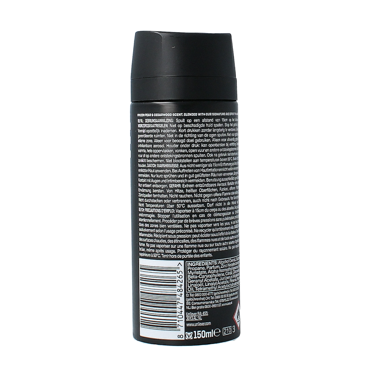 AXE Black deodorant bodyspray in 150ml spray bottle, featuring sleek black packaging and a modern design.