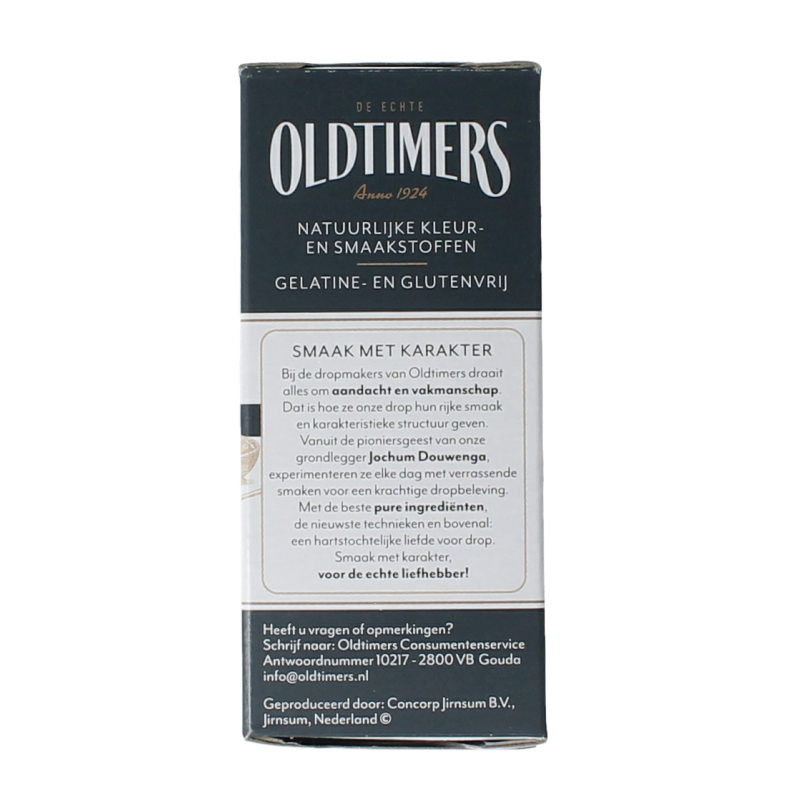 Oldtimers Bepoederde klinkers snoepgoed in 185 gram package, colorful candy with a powdered coating, from Oldtimers brand