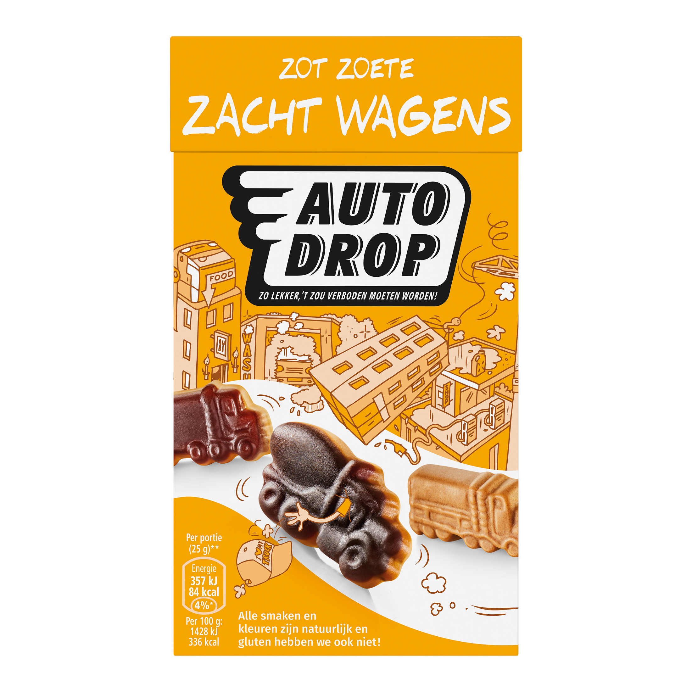Autodrop Zot zoete zachte snoepgoed in 235g, colorful candy pieces with a soft texture, ideal for snacking.