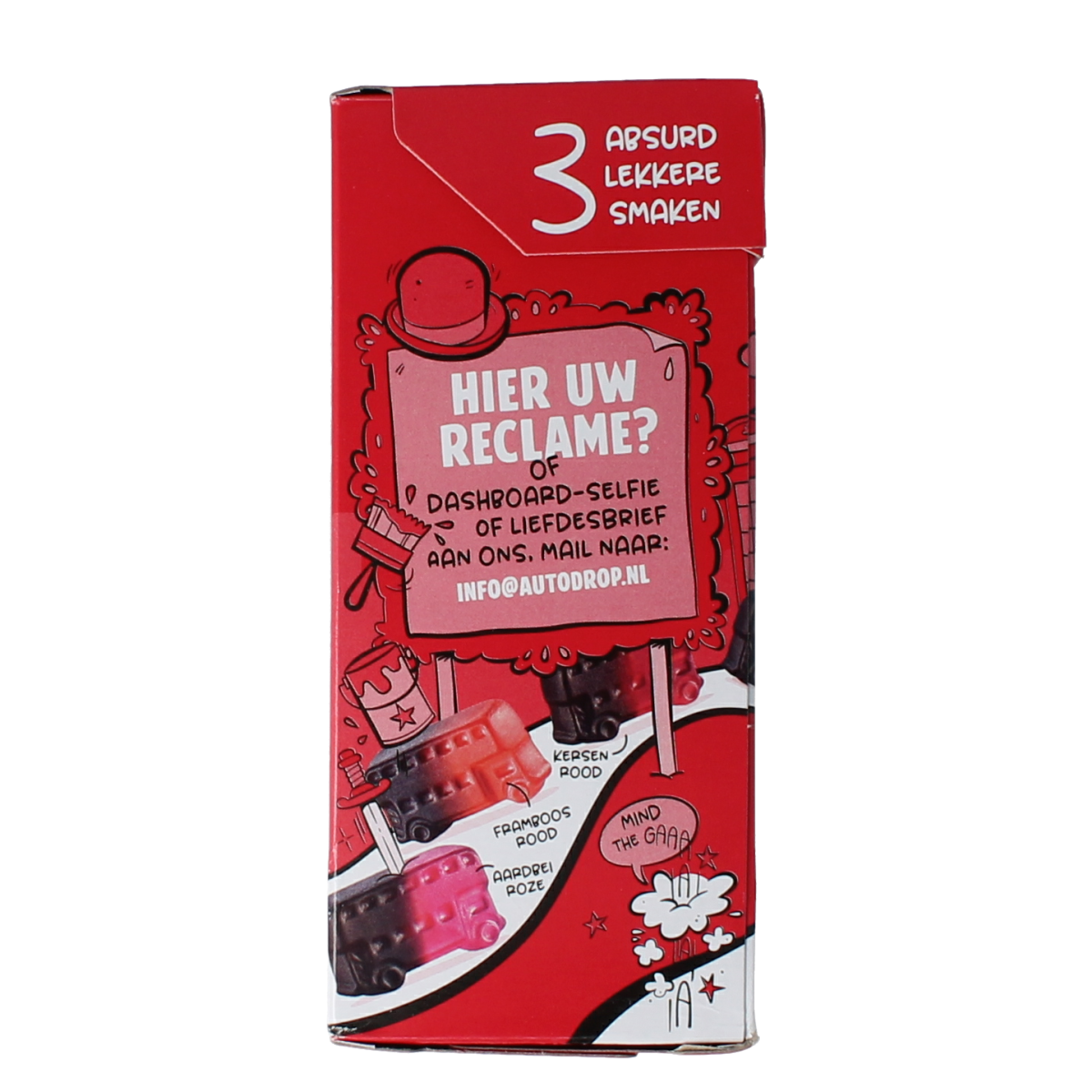 Autodrop Dubbeldekkers snoepgoed in 280g package, colorful chocolate-covered caramel treats, close-up of the candy pieces.