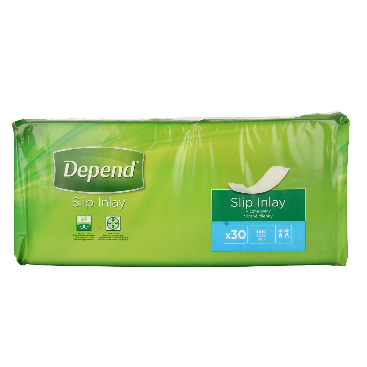Depend Inlay Maxi 1967 incontinent pad, 30-pack, soft and absorbent for discreet urinary incontinence protection