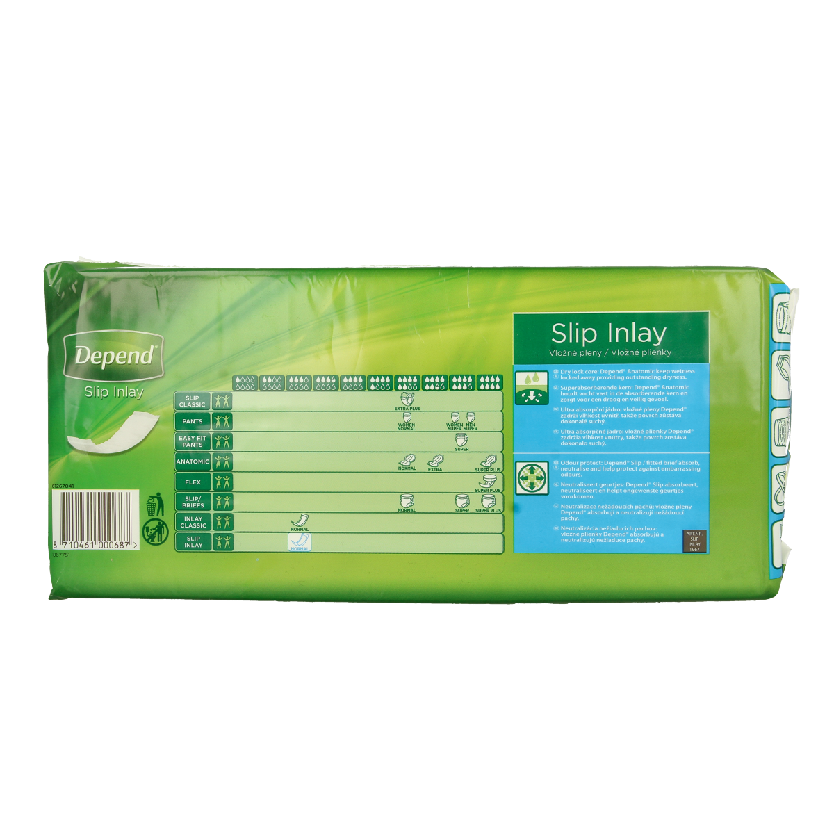 Depend Inlay maxi 1967 incontinence pads, 30 pack, soft and absorbent for discreet protection.