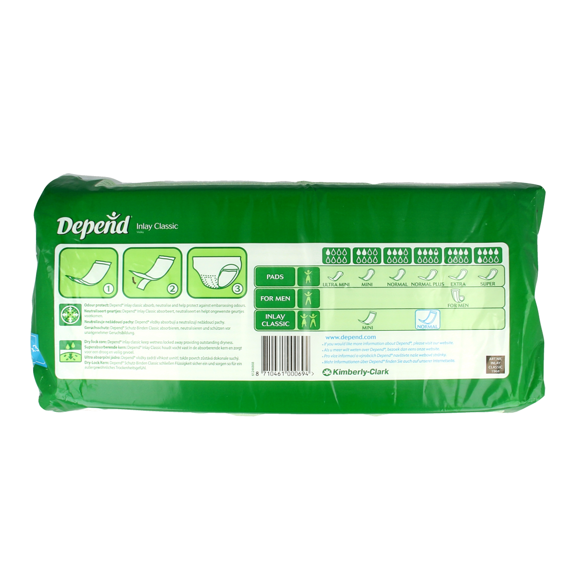 Depend Inlay normaal incontinentie absorberende inlegvellen, 30 stuks, zachte en discrete bescherming voor incontinentie.