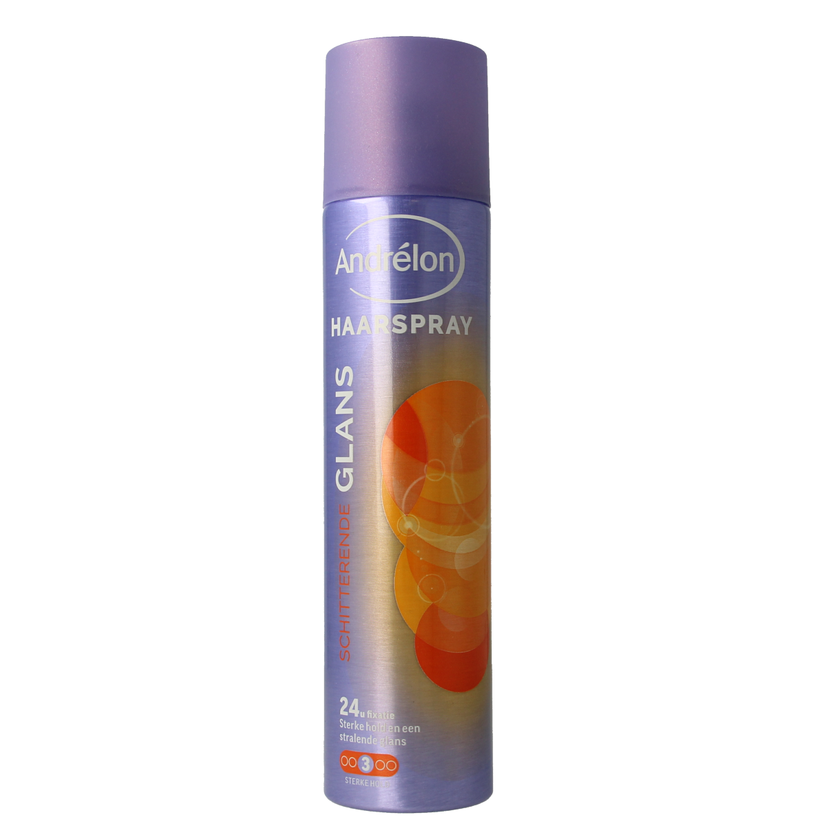 Andrelon Haarspray glans, 250ml, a hair styling spray with a shiny finish, in a clear bottle with a spray nozzle.