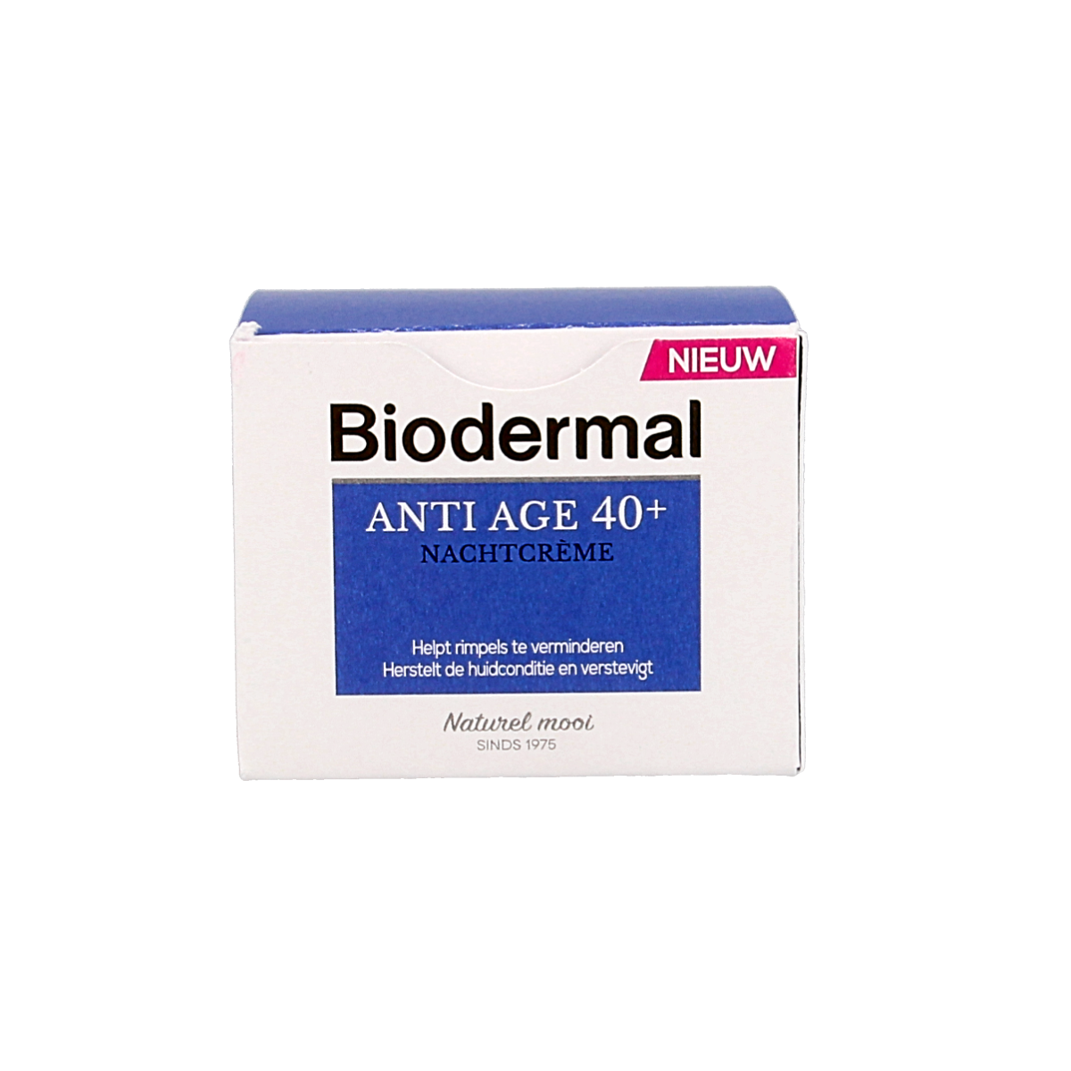 Biodermal anti-age night cream for 40+ with 50ml jar, facial skincare product for mature skin.
