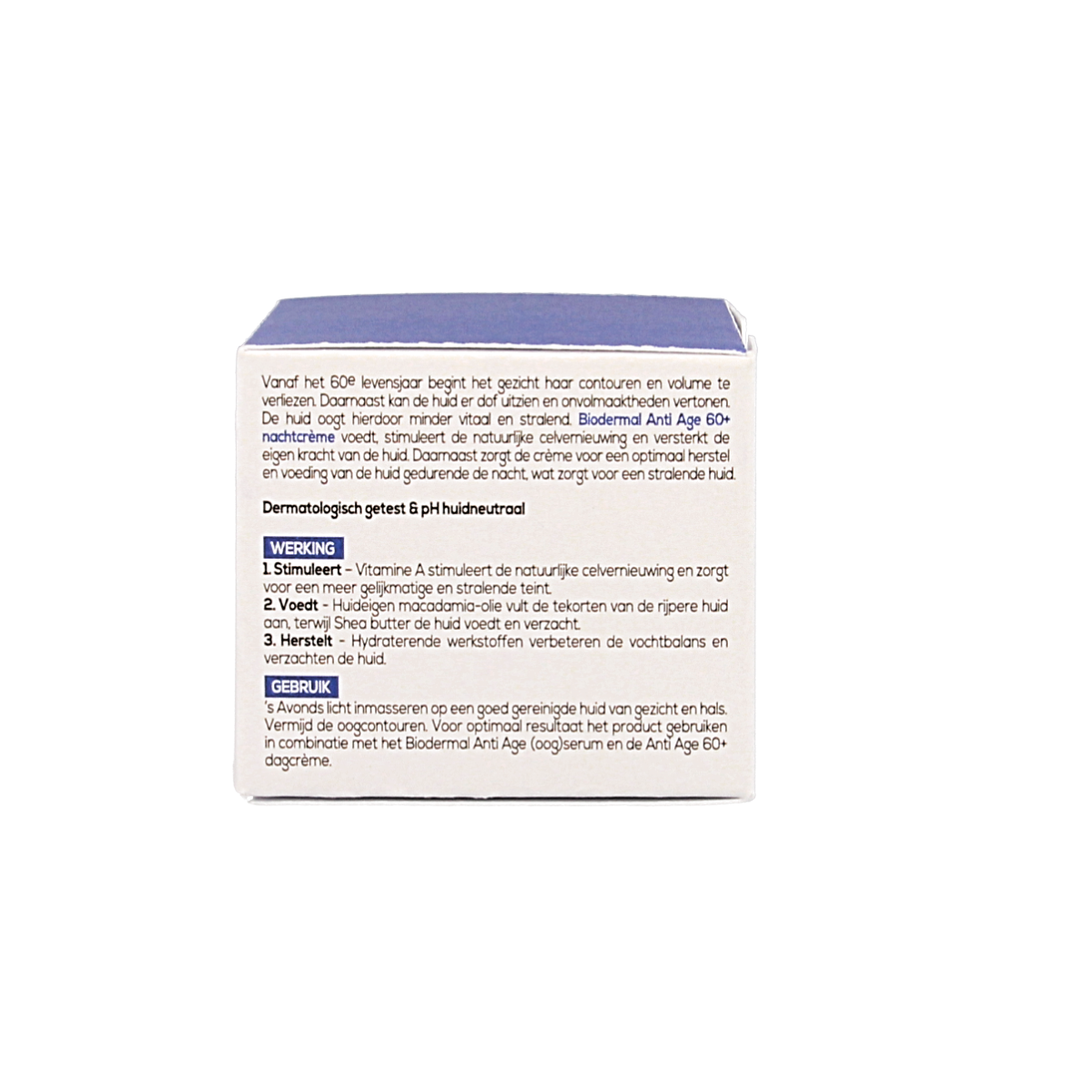 Biodermal Nachtcreme anti-age 60+ gezichtsverzorging jar with 50ml cream for mature skin, visible label and packaging.