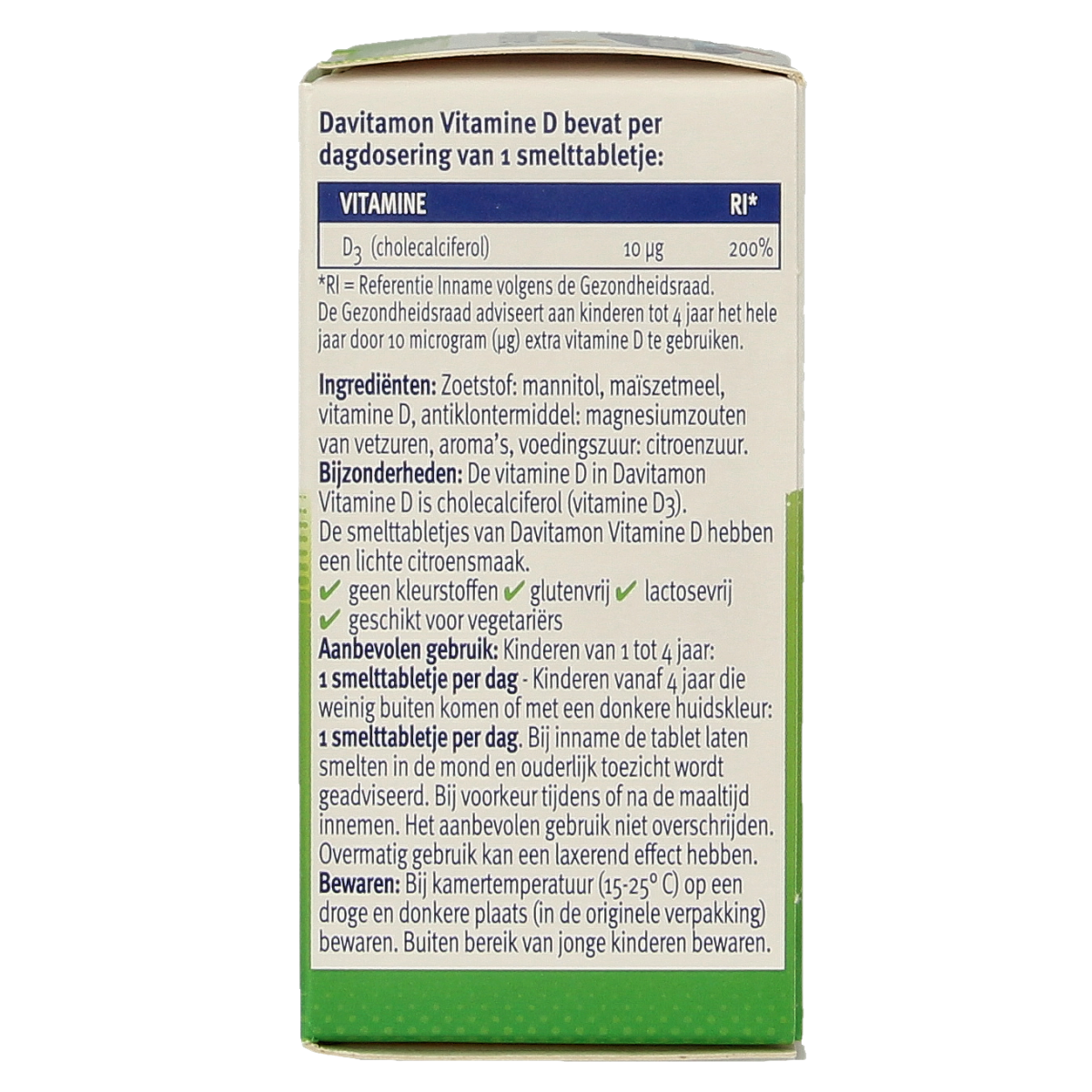 Davitamon Vitamin D kids meltable tablets, 150 count, showing the orange chewable tablets for children.