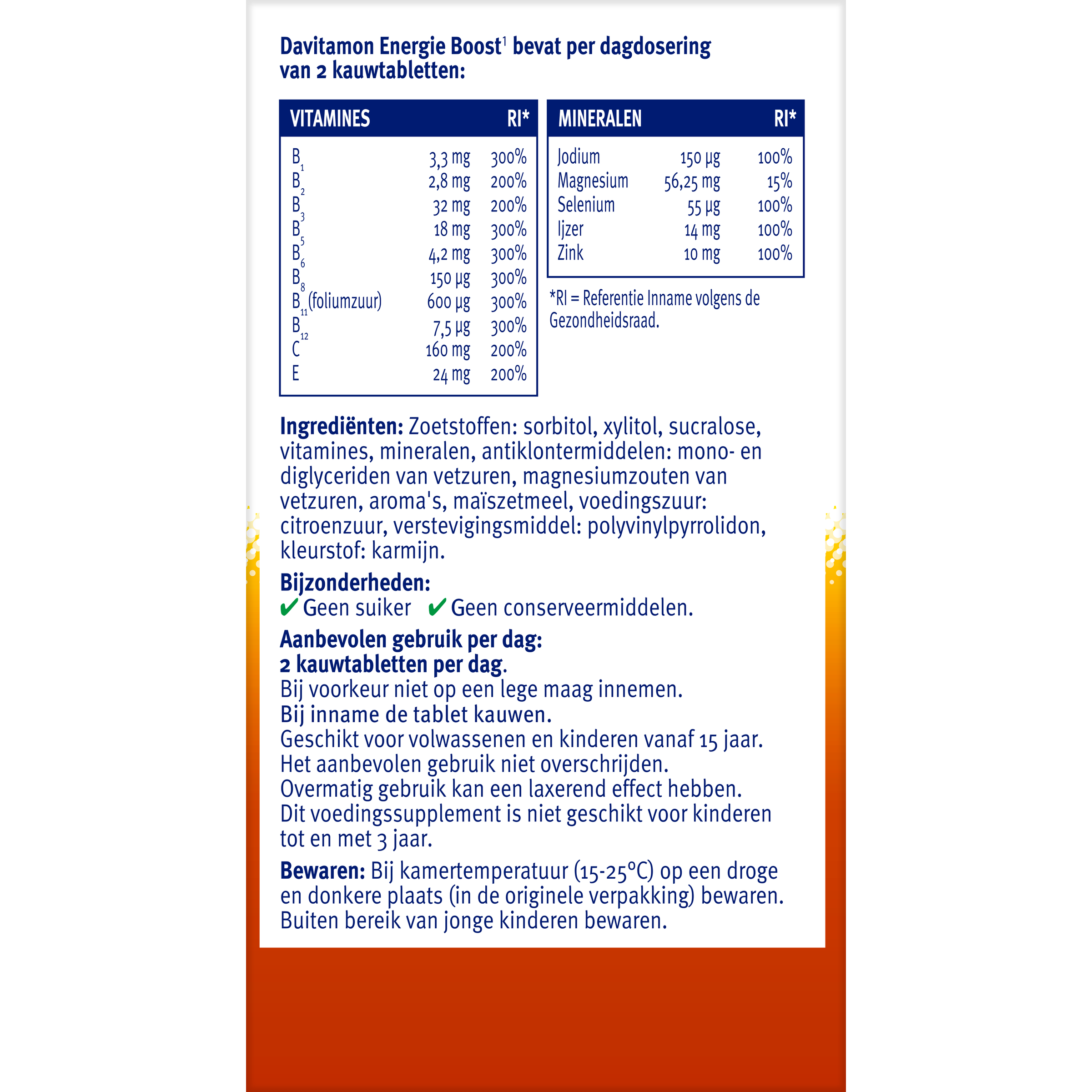 Davitamon Energie Boost multis with fruit-flavored chewable tablets, 40 count, dietary vitamins for energy support