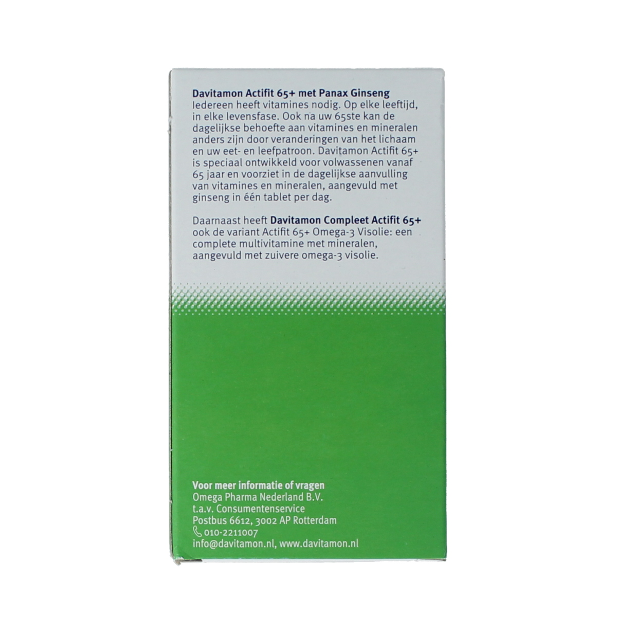 Davitamon Actifit 65+ multivitamin tablets for adults, showing a bottle of 70 tablets with colorful label and branding.