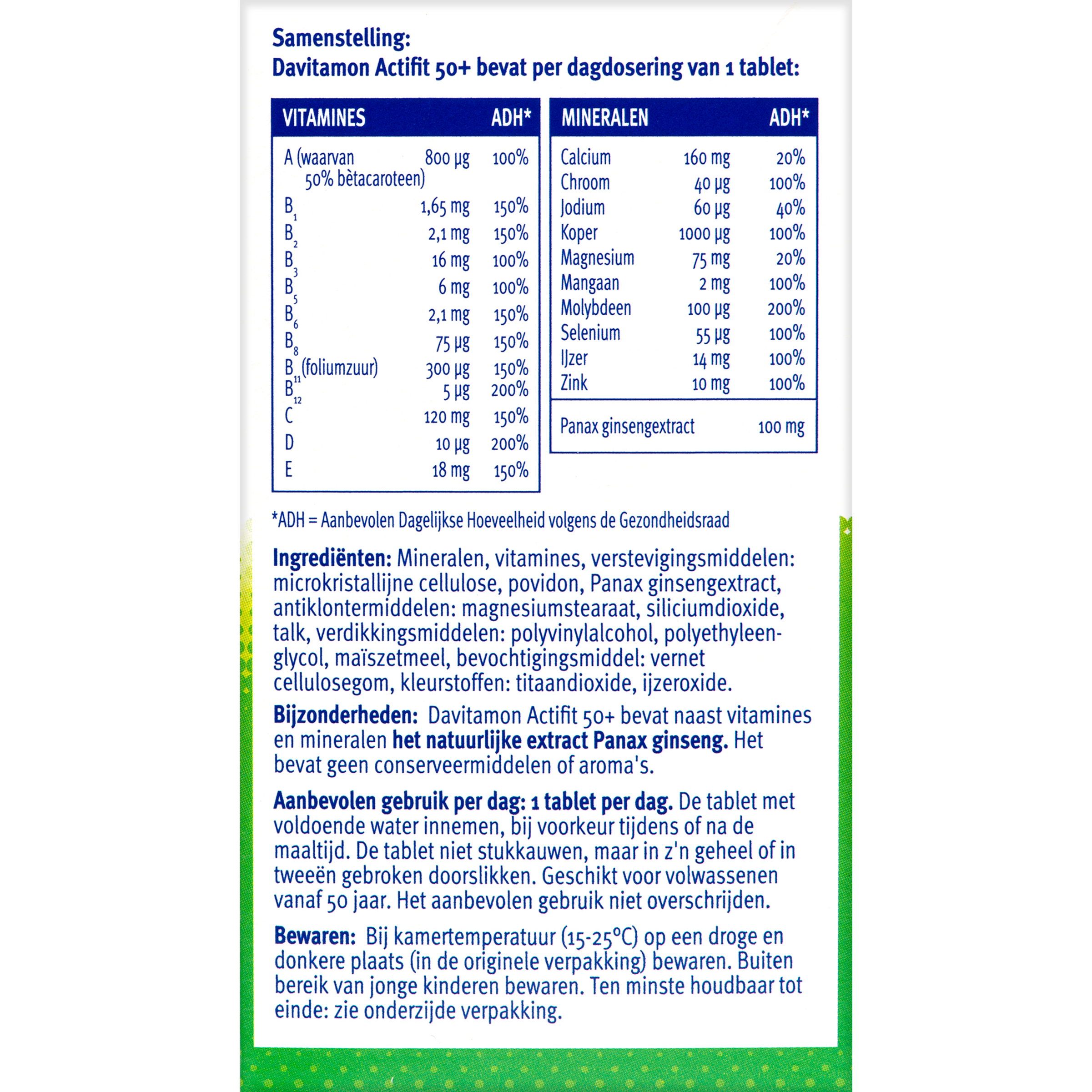 Davitamon Actifit 50+ multivitamin tablets in a bottle, dietary supplement for adults over 50, vitamin and mineral complex