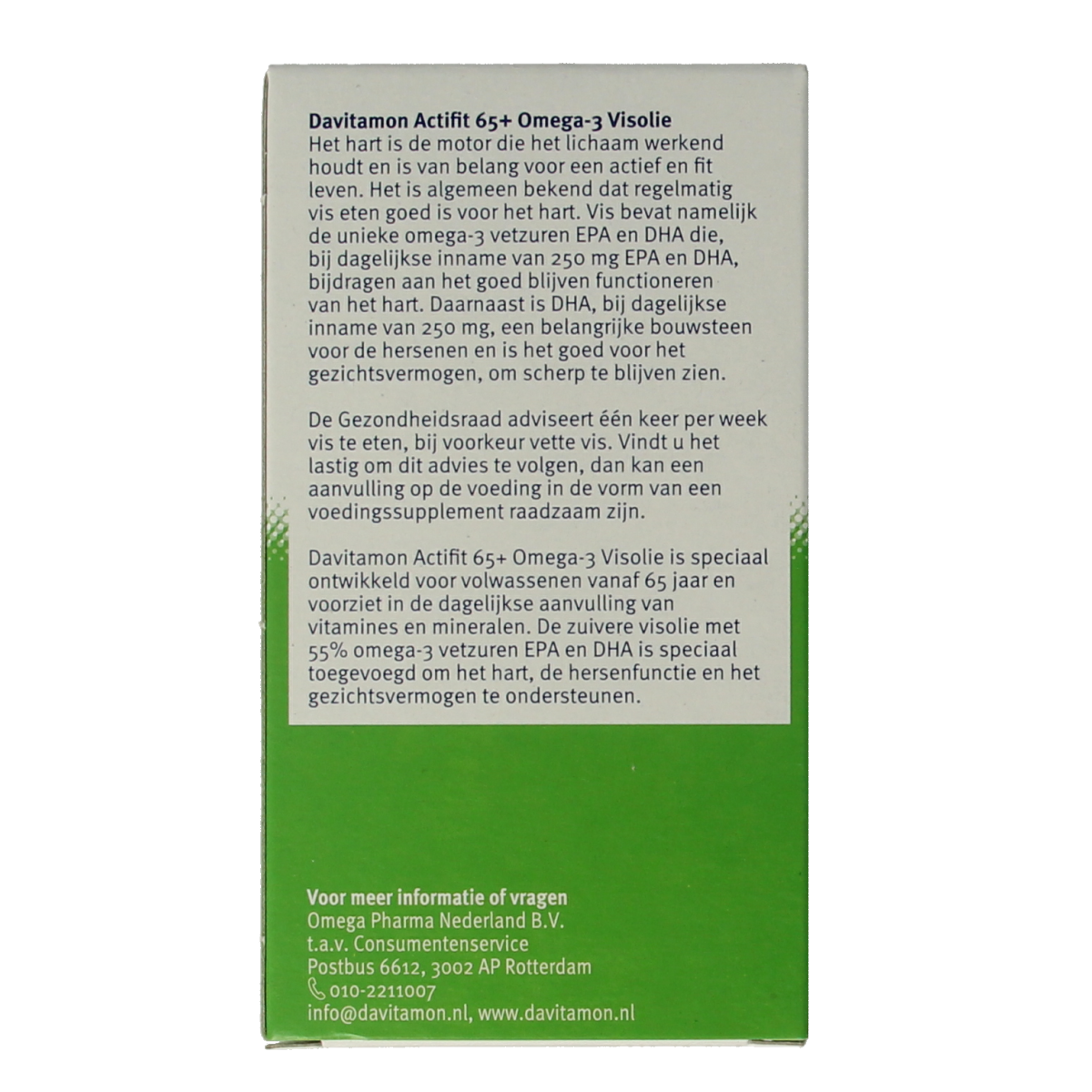 Davitamon Actifit 65+ omega 3 multivitamin capsules in a blister pack for adults over 65.