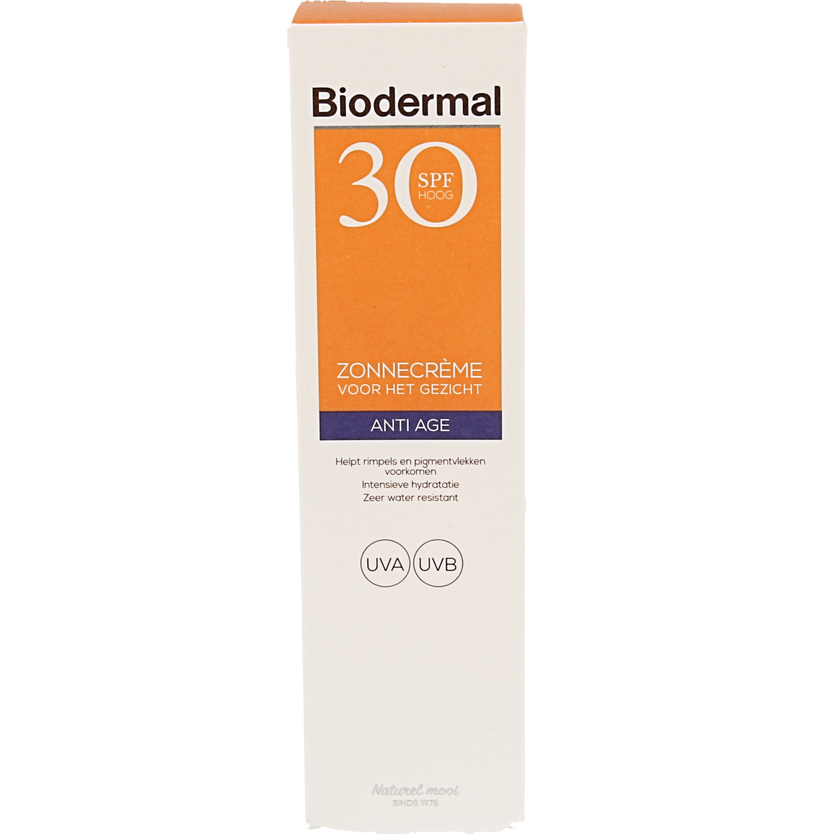 Biodermal anti-age face sunscreen SPF30 in 40ml tube with sun protection and anti-aging benefits.