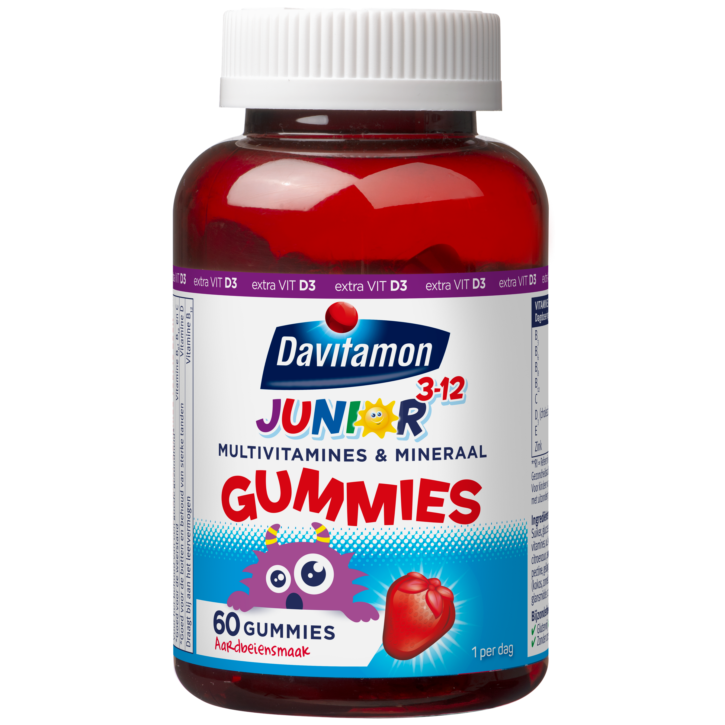 Davitamon Junior multi vitamins gummies in a colorful bottle, designed for children’s nutritional support.