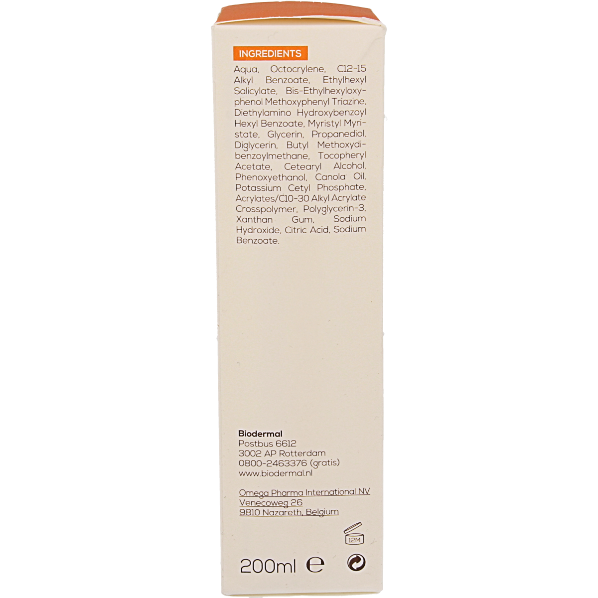 Biodermal SPF30 sun lotion for sensitive skin in a 200ml bottle, providing sun protection and relief.