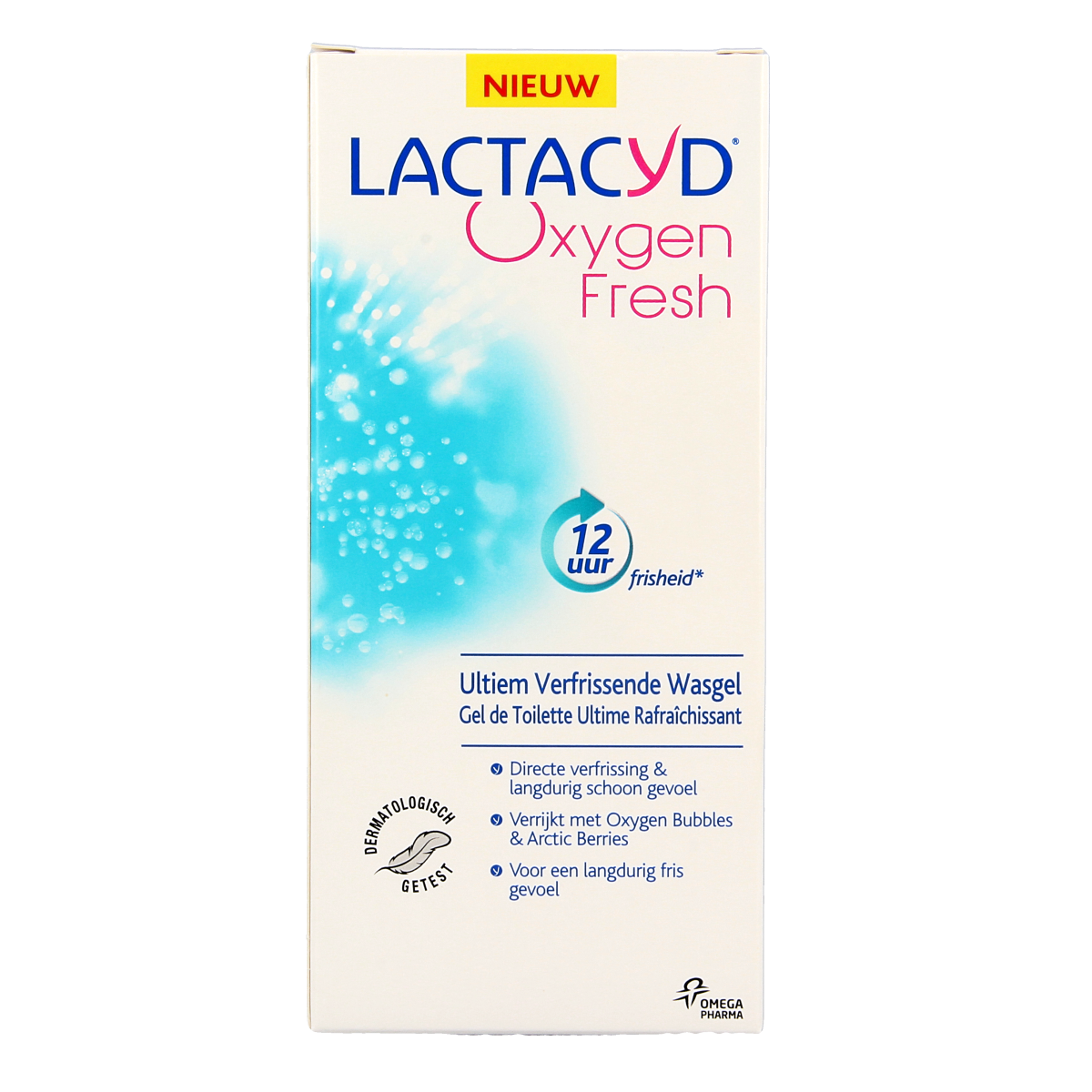 Lactacyd Oxygen Fresh intimate wash bottle for women, 200ml, with label showing product details and branding.
