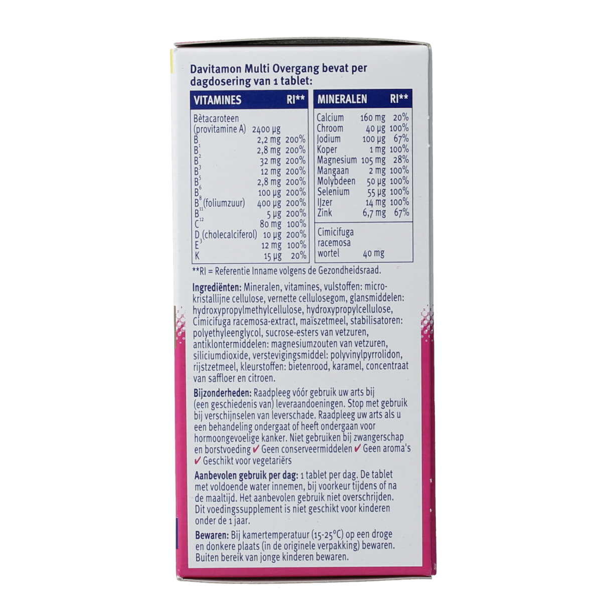 Davitamon Compleet Vrouw Overgang multivitamin tablets for women, 60 count, dietary supplement for menopause support