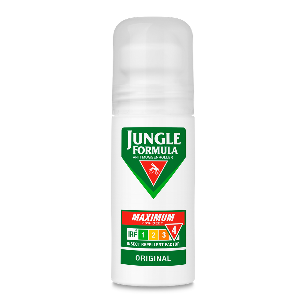 Jungle Formula Maximum roll-on insect repellent for bites and stings, 50ml bottle with easy-to-apply rollerball.